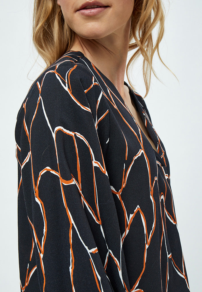 Desires Fenja Long Sleeve Blouse Bluser 9000P Black Print