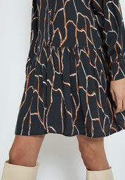 Desires Fenja Long Sleeve Short Dress Kjoler 9000P Black Print