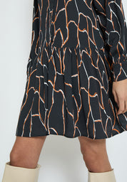 Desires Fenja Long Sleeve Short Dress Kjoler 9000P Black Print