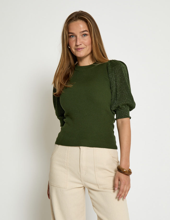 Minus Fine Short Sleeve Knit Pullover 3835 Rifle Green