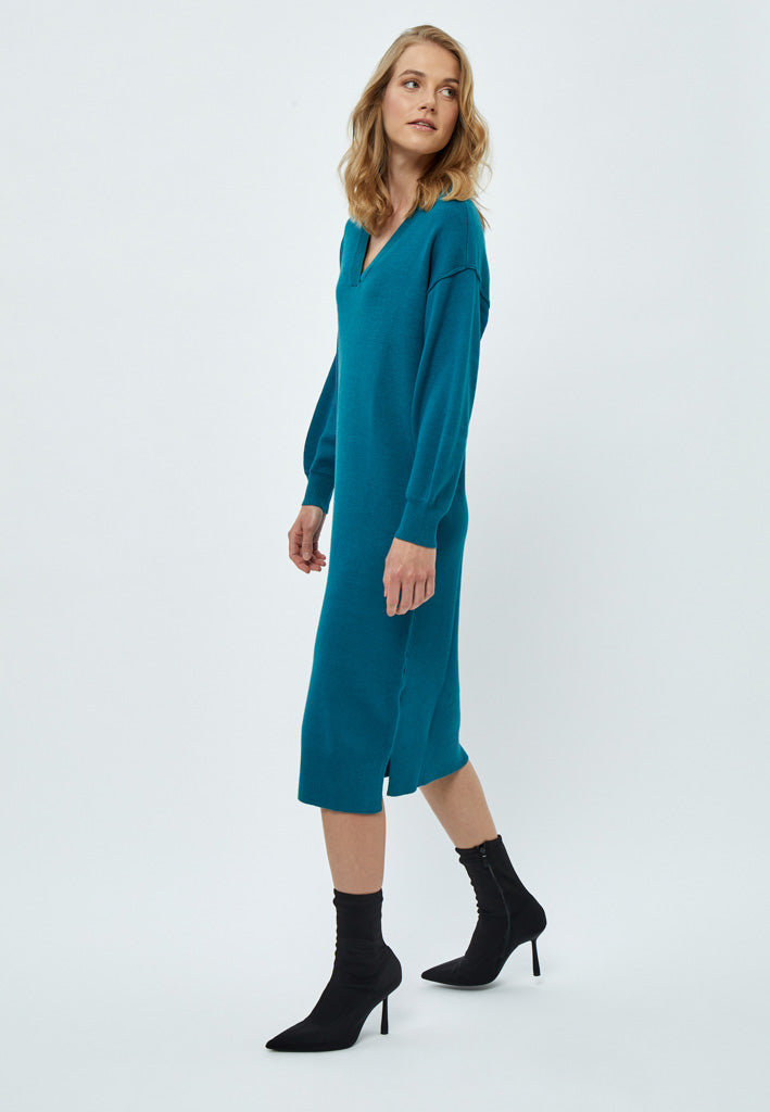 Desires Gabi V-Neck Long Sleeve Midi Dress Kjoler 1176M Cystal Teal Melange