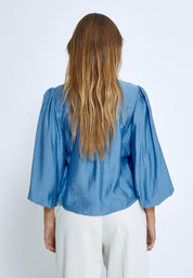 Peppercorn Gatty 3/4 Sleeve Shirt Skjorter 2993 Marina Blue