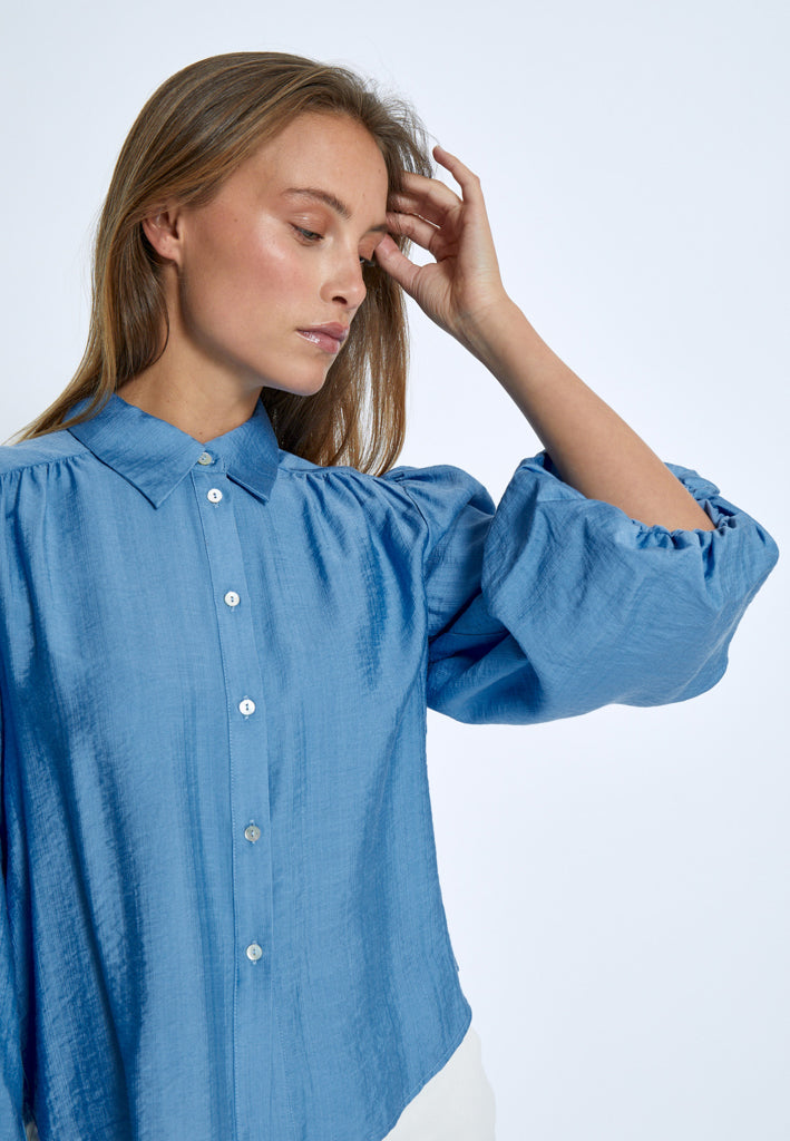 Peppercorn Gatty 3/4 Sleeve Shirt Skjorter 2993 Marina Blue
