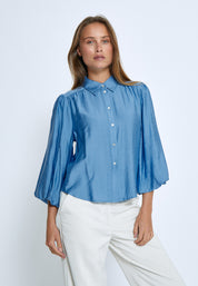 Peppercorn Gatty 3/4 Sleeve Shirt Skjorter 2993 Marina Blue