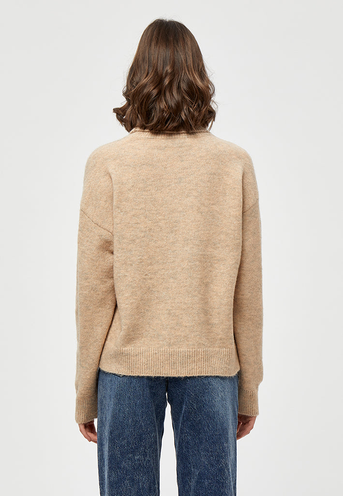 Desires Gea Høj Hals Strik Pullover 0178M Winter Twig Sand Melange