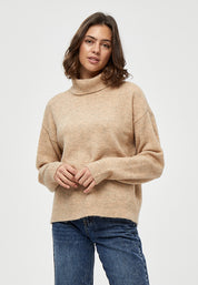 Desires Gea Høj Hals Strik Pullover 0178M Winter Twig Sand Melange