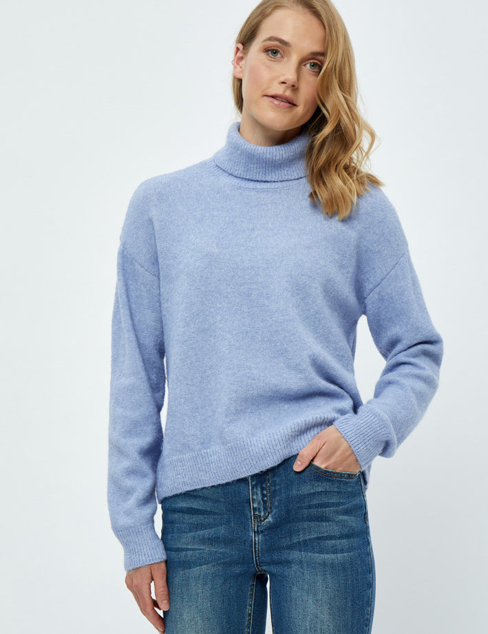 Desires Gea Høj Hals Strik Pullover 7009M Lavender Lustre Blue Melange