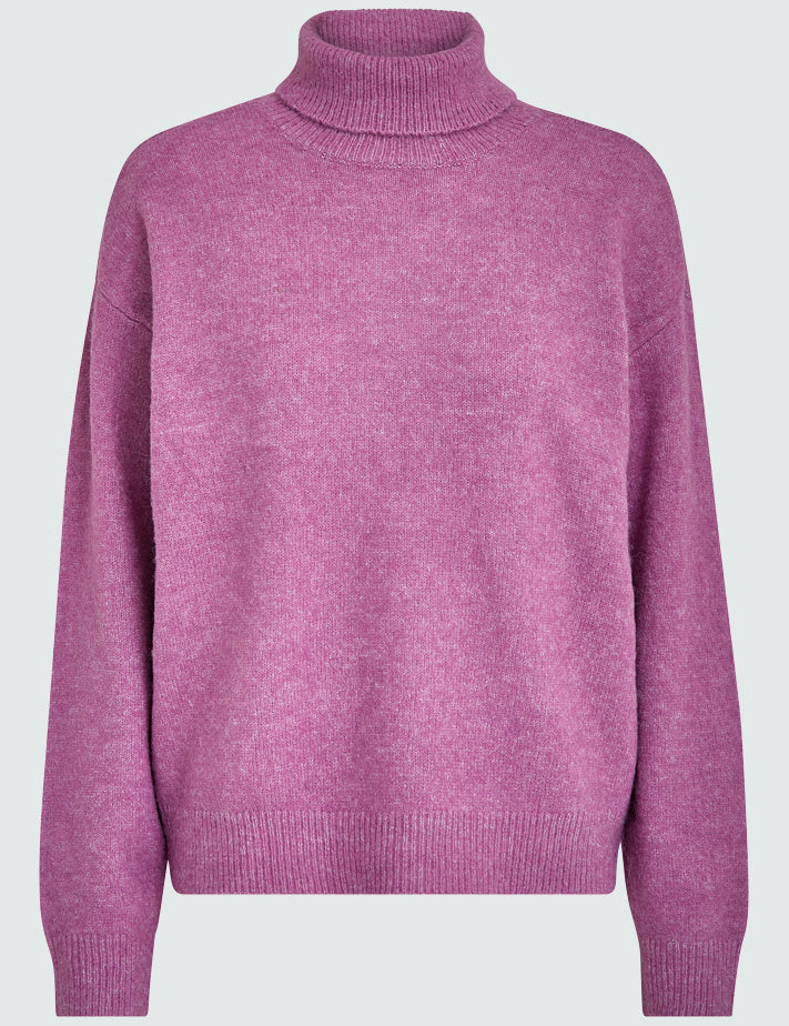 Desires Gea Høj Hals Strik Pullover 7208 Bodacious Pink