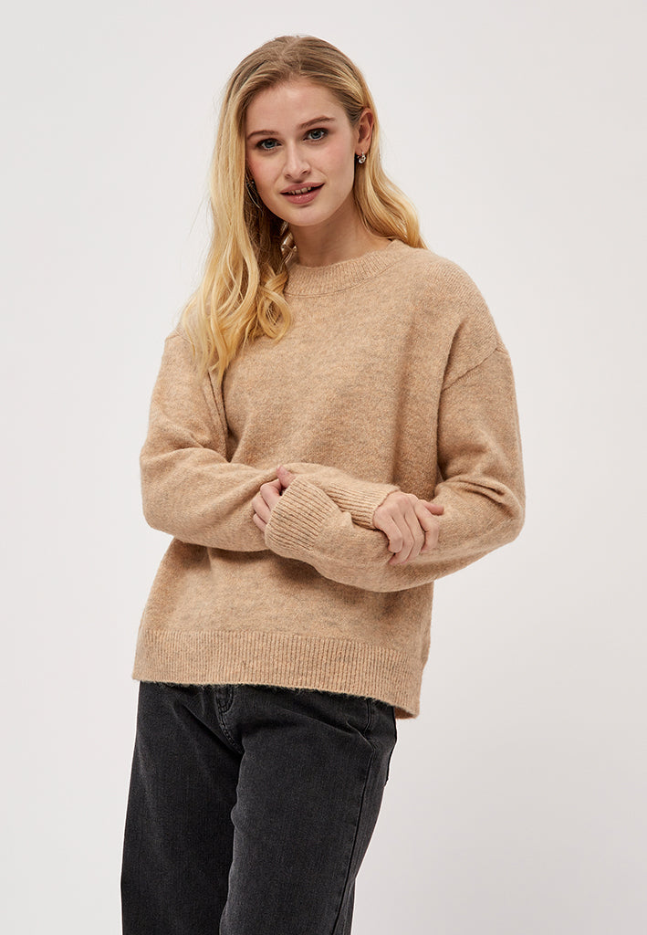 Desires Gea O-hals Strik Pullover 0178M Winter Twig Sand Melange