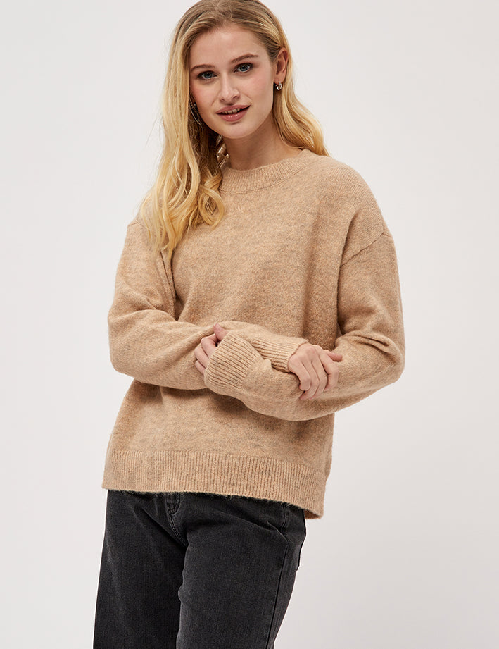 Desires Gea O-hals Strik Pullover 0178M Winter Twig Sand Melange