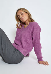 Desires Gea V-hals Strik Pullover 7208 Bodacious Pink