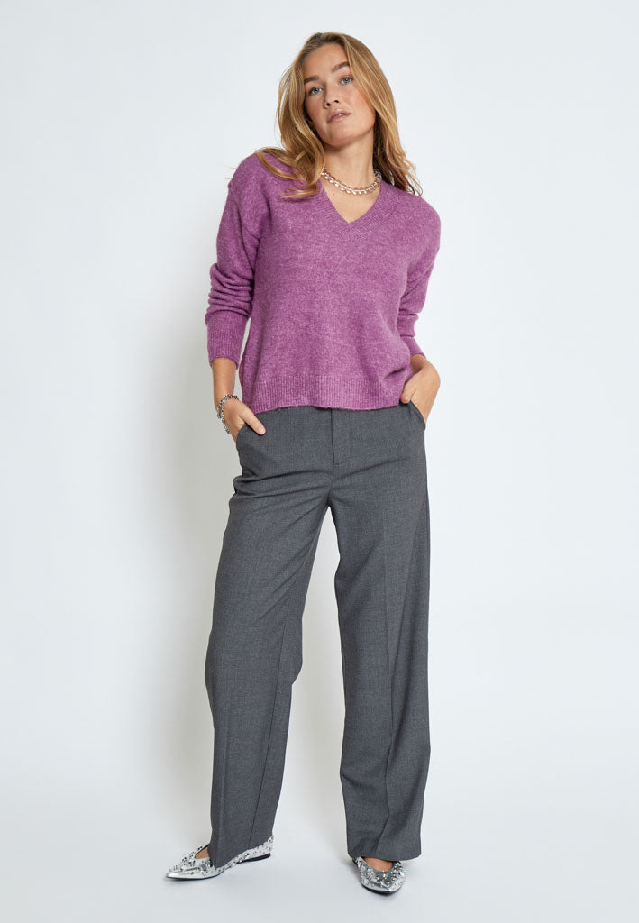 Desires Gea V-hals Strik Pullover 7208 Bodacious Pink