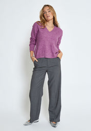 Desires Gea V-hals Strik Pullover 7208 Bodacious Pink