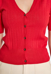 Desires Geisha Ribbet Hulmønster Cardigan Cardigans 4053 Bittersweet Red