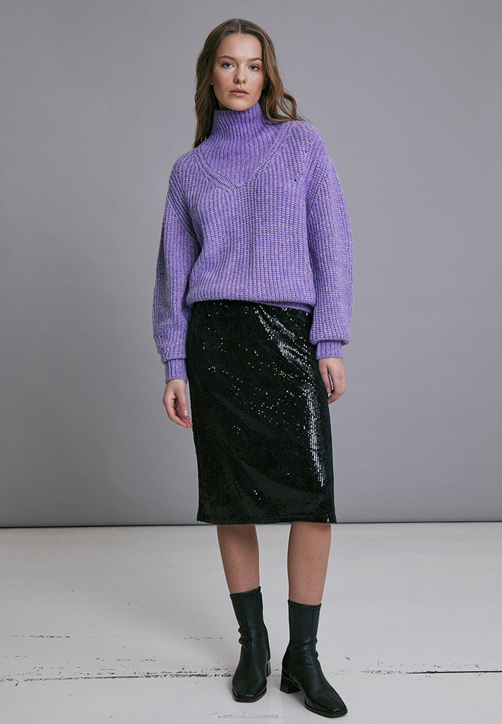 Minus Holli Sequin Midi Skirt Nederdele Sort