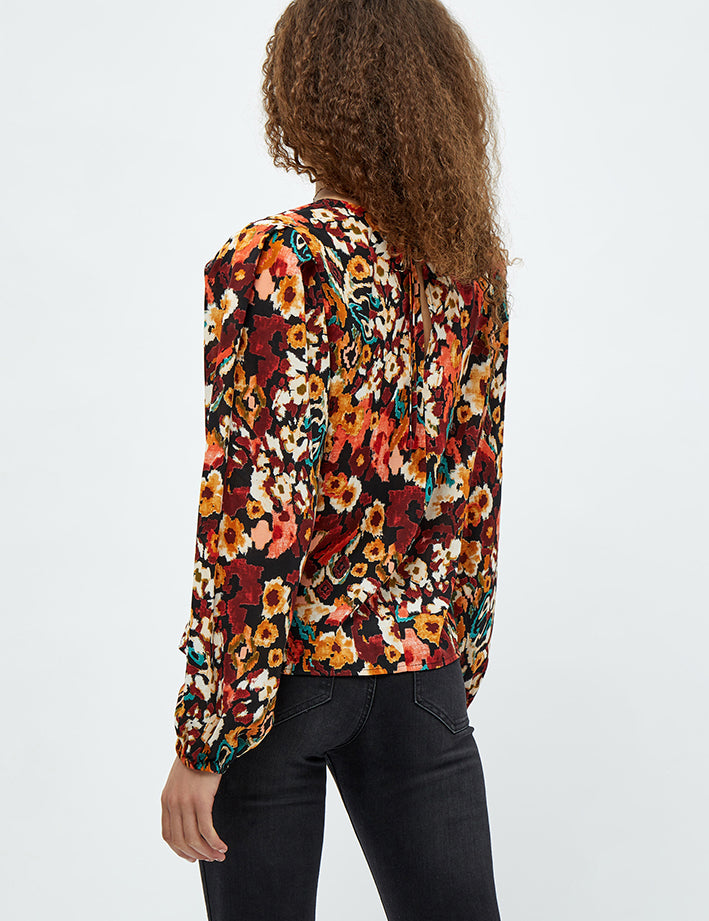 Desires Jaclyn V-hals Bluse Bluser 5000P Redwood Print