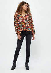 Desires Jaclyn V-hals Bluse Bluser 5000P Redwood Print
