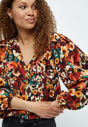 Desires Jaclyn V-hals Bluse Bluser 5000P Redwood Print