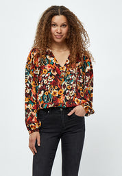 Desires Jaclyn V-hals Bluse Bluser 5000P Redwood Print