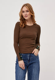 Desires Jamela Tee T-Shirt 5076S Apple Butter Brown Stripe
