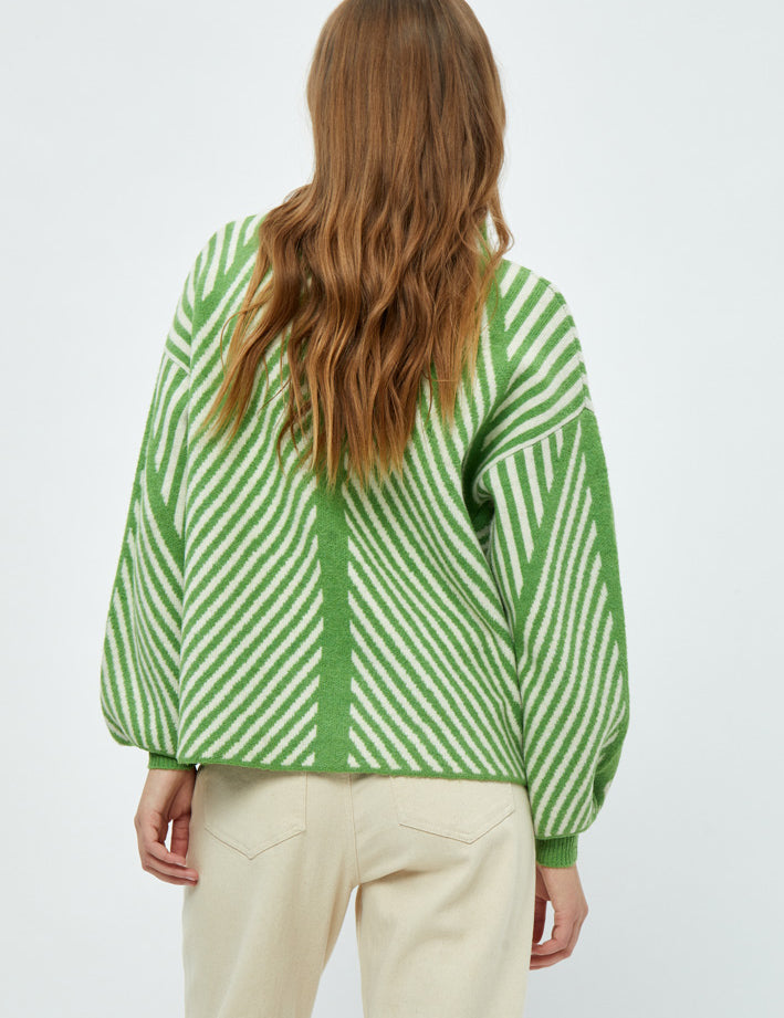 Peppercorn Jayda GRS Mock Neck Long Sleeve Knit Pullover Pullover 3186J Foliage Green Jacquard