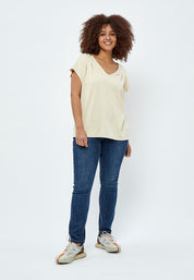 Peppercorn Lana V-hals T-Shirt Curve T-Shirt 0273 Warm sand
