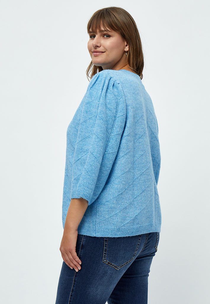 Peppercorn Lenore 3/4 Ærme Pullover Curve Pullover 2993 Marina Blue