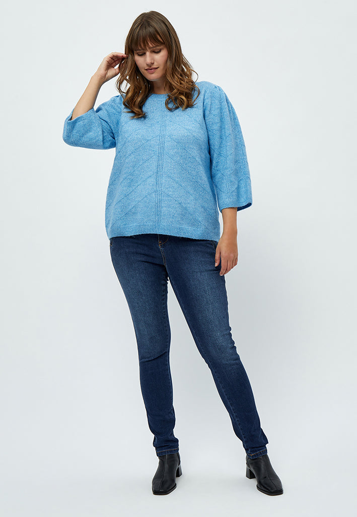 Peppercorn Lenore 3/4 Ærme Pullover Curve Pullover 2993 Marina Blue