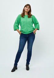 Peppercorn Lenore 3/4 Ærme Pullover Curve Pullover 3047 Green Spruce