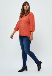 Peppercorn Lenore 3/4 Ærme Pullover Curve Pullover 6722 Intense Orange