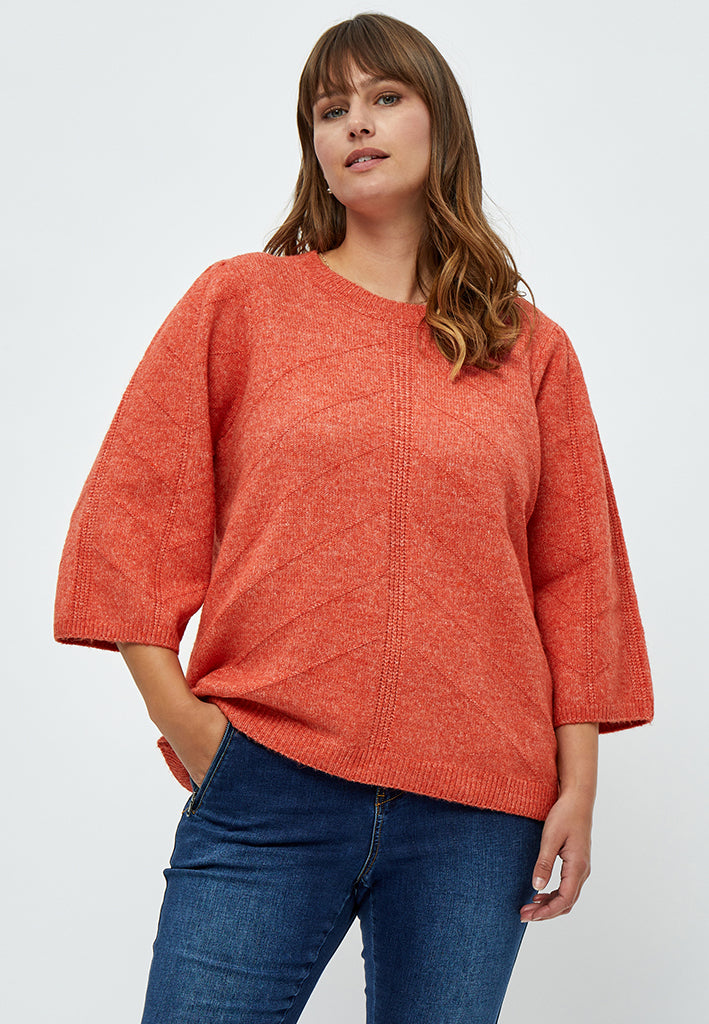 Peppercorn Lenore 3/4 Ærme Pullover Curve Pullover 6722 Intense Orange