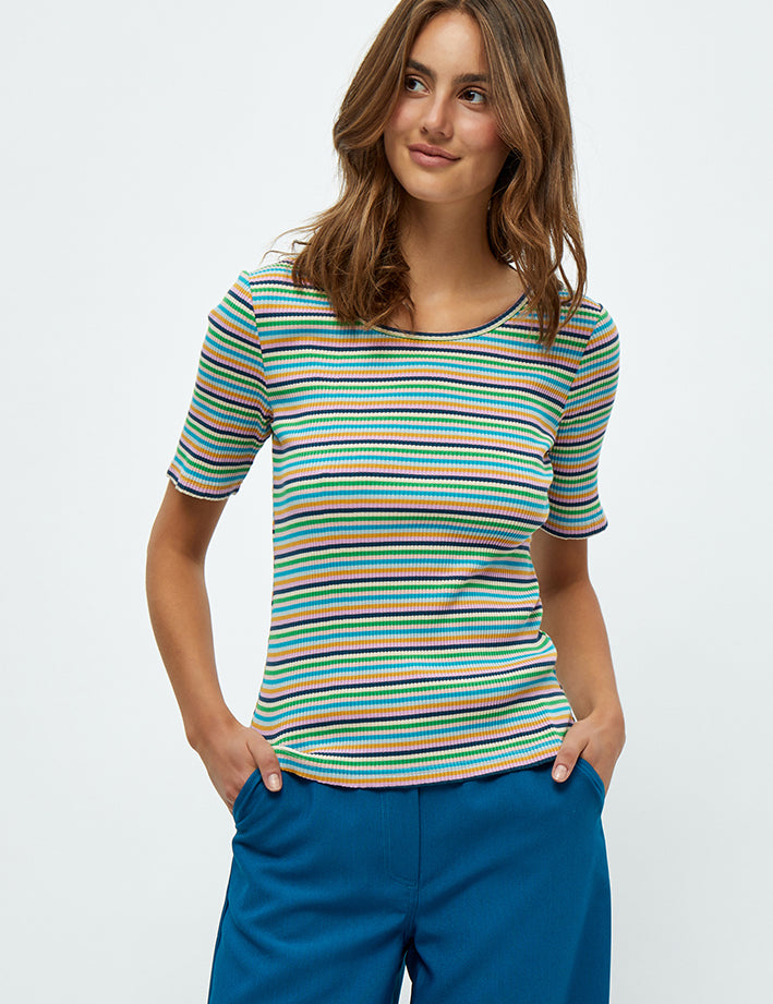 Peppercorn PCLeonora Stribet T-Shirt T-Shirt 3205S Bright Green Stripe