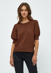 Minus MSLiva Metallic Pullover T-Shirt 5049MET Dark Cinnamon Brown Metallic