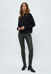 Desires Lola Midtaljet Coated Bukser Jeans 3655 Beluga Green