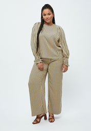 Peppercorn Lykke Pufærmet Bluse Curve Bluser 0273P Warm Sand Print