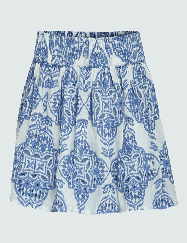 Minus MSAlina Short Skirt Nederdele 1049E Vista Blue Emb.