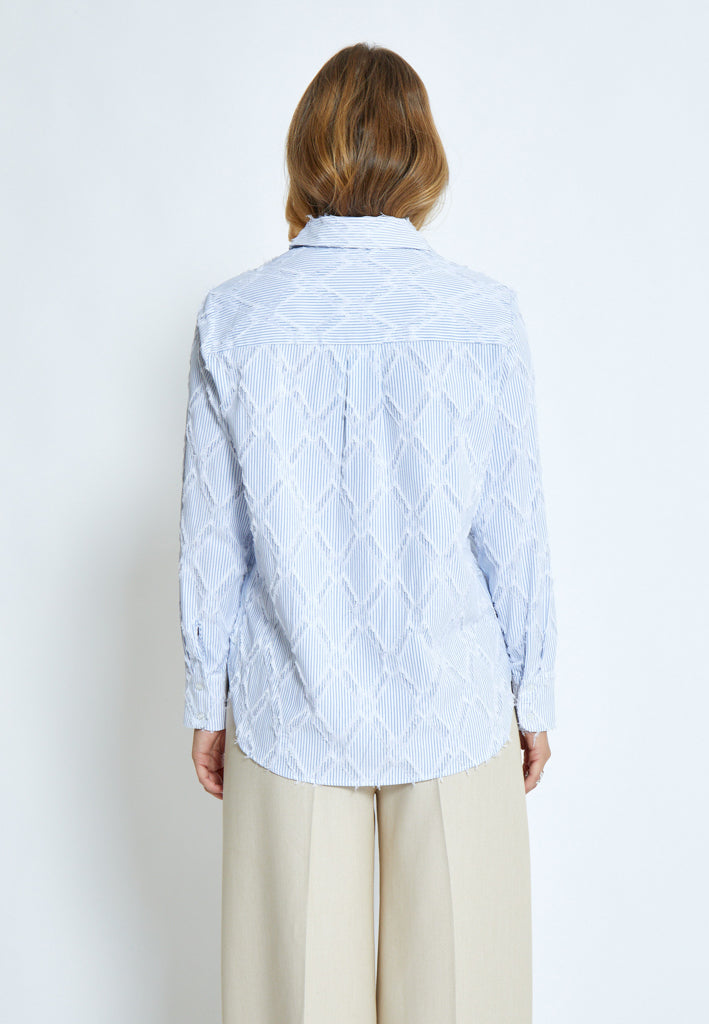 Minus MSAstra Oversize Shirt Skjorter 1048S Ice Blue Stripe