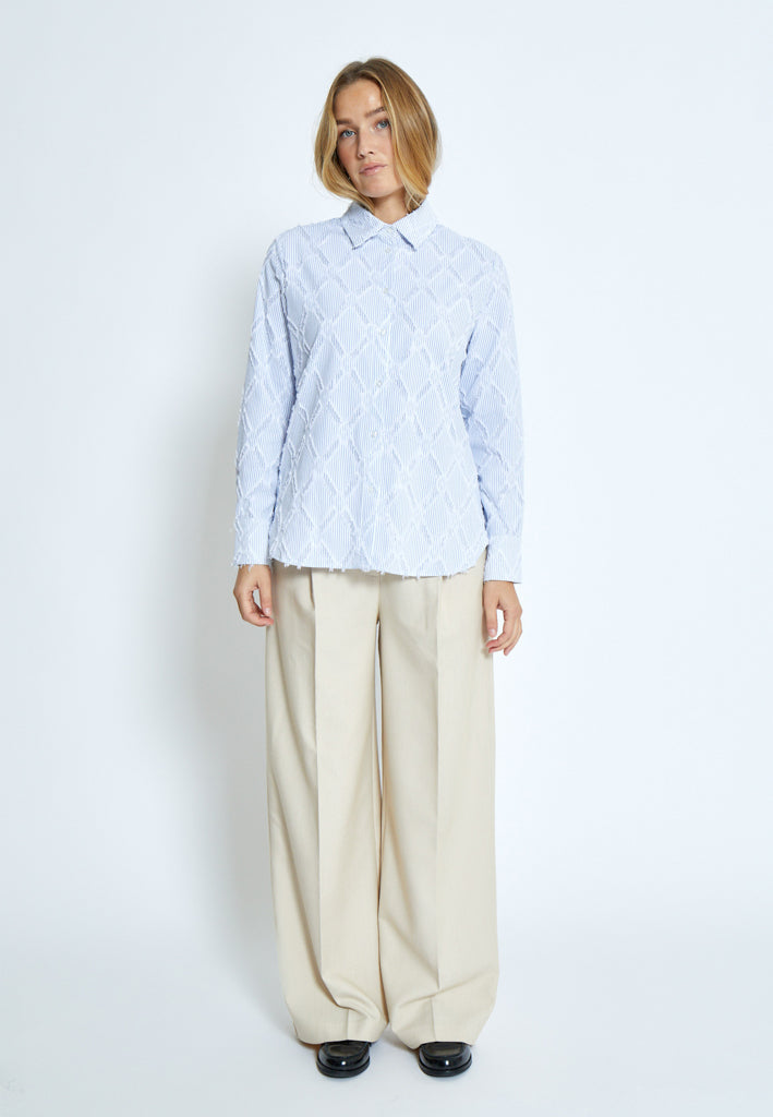 Minus MSAstra Oversize Shirt Skjorter 1048S Ice Blue Stripe