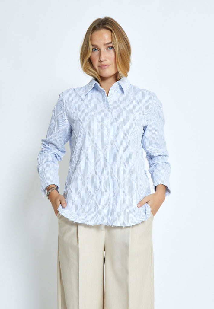 Minus MSAstra Oversize Shirt Skjorter 1048S Ice Blue Stripe