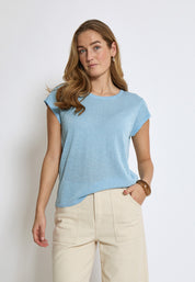 Minus MSCarlina Strik T-Shirt T-Shirt 1048MET Ice Blue Met.