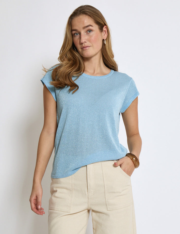 Minus MSCarlina Strik T-Shirt T-Shirt 1048MET Ice Blue Met.