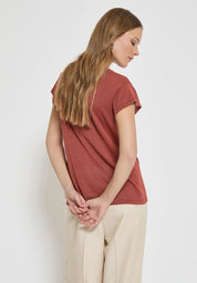 Minus MSCarlina Strik T-Shirt T-Shirt 6990MET Barn Red Met.