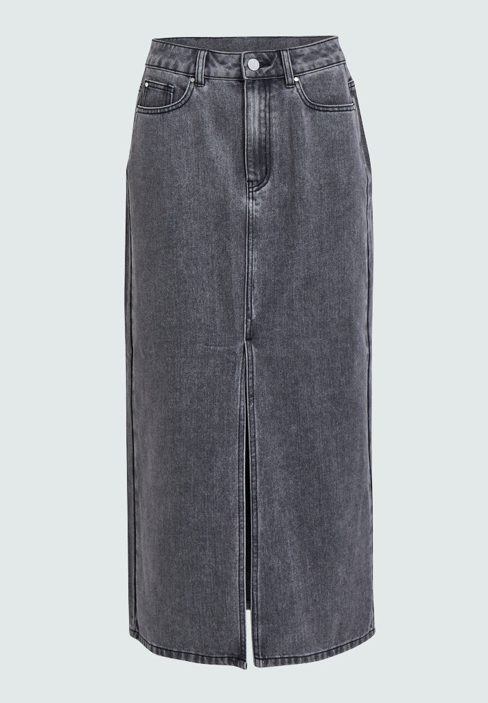 Minus MSDina Nova Midi Nederdel Nederdele 9300 LIGHT GREY WASH