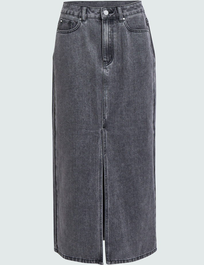 Minus MSDina Nova Midi Nederdel Nederdele 9300 LIGHT GREY WASH