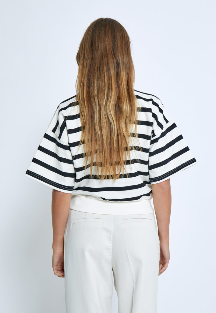 Minus MSEstella Short Sleeve Sweat Sweatshirts 100S Black Striped
