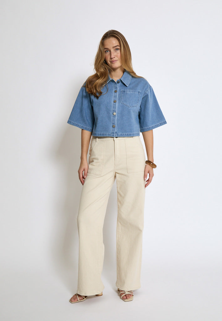 Minus MSEvina Cropped Shirt Skjorter Lyseblå