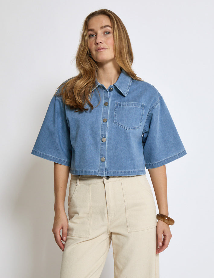 Minus MSEvina Cropped Shirt Skjorter Lyseblå