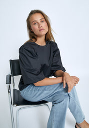 Minus MSJoa Short Sleeve Blouse Bluser Sort