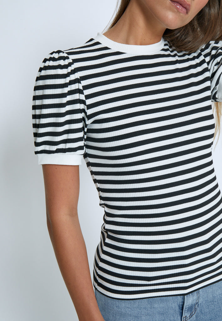 Minus MSJohanna Striped Tee T-Shirt 100S Black Striped