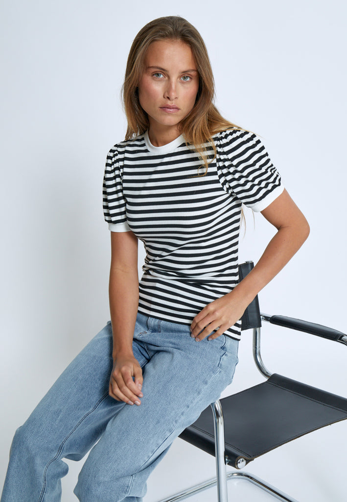 Minus MSJohanna Striped Tee T-Shirt 100S Black Striped